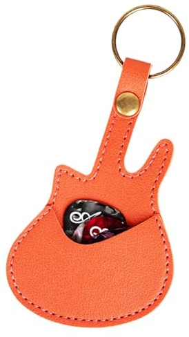Gitarrplektrum fodral – bärbar plektrumhållare för gitarrbas ukulele | kompakt förvaringslåda med genomskinligt lock, enkel åtkomst, säker design för musiker och musikstudenter 13 x 7 cm, Orange