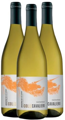 3 Bottiglie Colle Cavalieri Pecorino Terre di Chieti IGP Cantina Tollo, Vino Bianco, 100% Pecorino, 13% Vol, 750 ml