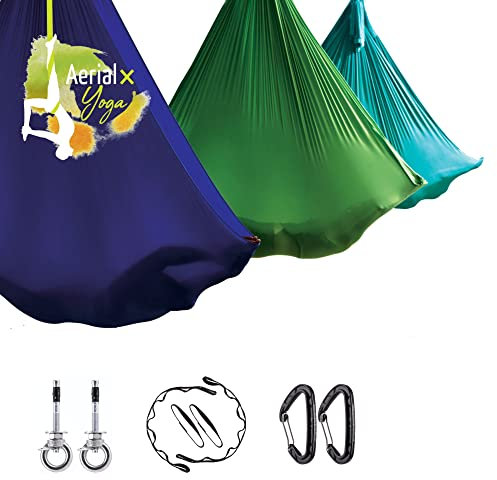 AerialX Aerial Yogatuch - Yoga Basis Set Lavendel | GS geprüfte Yoga Hängematte inkl. Deckenanker für Yoga, Pilates und Gymnastik | Germany