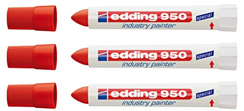 edding Spezialmarker 950 industry painter, 10 mm | (3 Marker, rot)
