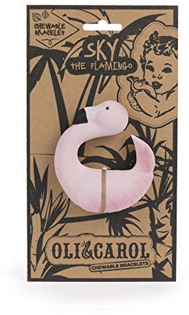 Oli & Carol Beißspielzeug aus Naturkautschuk, Sky The Flamingo, 8 cm