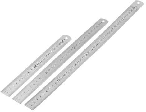 STOBOK Edelstahl Lineal 3Er Set 8 12 16 Präzise Doppelseitige Metall Maßstäbe Mit Aufhängeloch Für Büro Ingenieur- Und Zeichenarbeiten