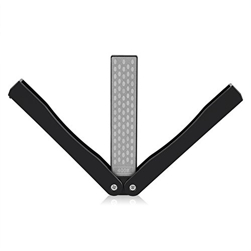 Knife Sharpener, Folding Double-Sided Sharpener Stone Whetstone Scissors Stones Sharpening Grindstone Hone Pocket Tool(Black)