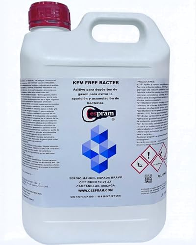 CESPRAM KEM FREE BACTER 5L - Aditivo bactericida para depósitos de combustible diesel y tanques de almacenamiento - Aditivo bactericida diesel gasoil para depositos y tanques parados