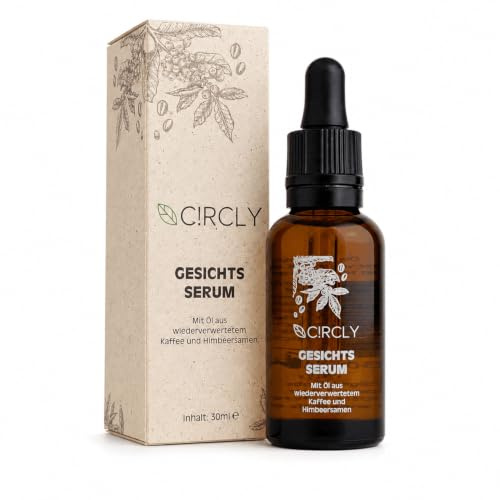 CIRCLY Vitamin A,C,E Serum hautberuhigend, feuchtigkeitsspendend, vegan, pflegend- 30ml Anti-Aging Gesichtsserum mit wiederverwertetem Kaffeeöl, Himbeersamen- und Hagebuttenöl | Naturkosmetik mit Kaffeeöl, Himbeersamenöl & Hagebuttenöl – Feuchtigkeitsspendende Pflege – Vegan