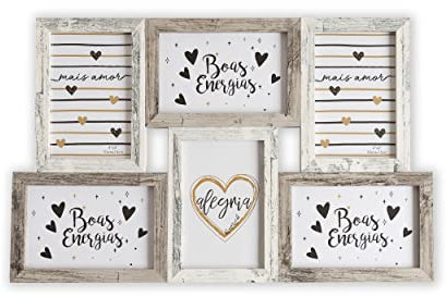 TIME HOME DEVELOPMENT Marcos de Fotos Multiple de Madera para Pared - 6 Fotos 10x15 cm (Retro)