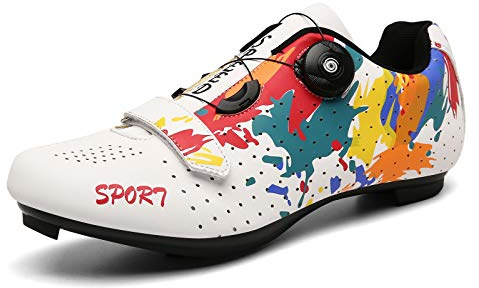 Scarpe da Ciclismo per Uomo Donna Scarpe da Bici da Strada Spin Scarpe da Ciclismo Interno con Tacchetti Compatibile SPD Tacchetti