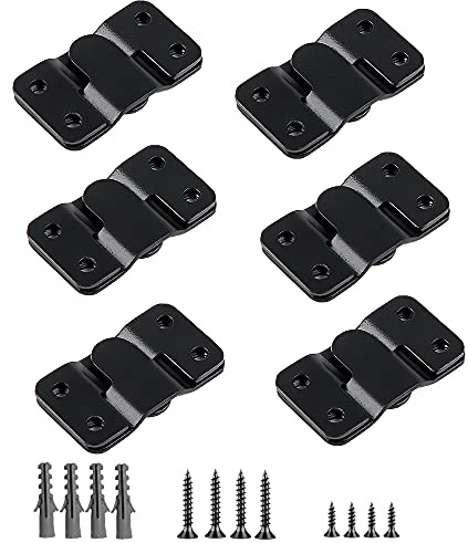 6 Pairs(12 Pcs) Stainless Steel Flush Mount Brackets, Photo Hooks(Black)