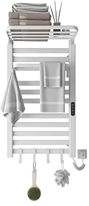 Scaldasalviette Elettrico, Termostato WiFi Smart Scaldasalviette, per Alexa e Google Home e APP, 500x870mm, Portasciugamani elettrico, Scaldasalviette Elettrico Bagno a Basso Consumo-WIFI White Right