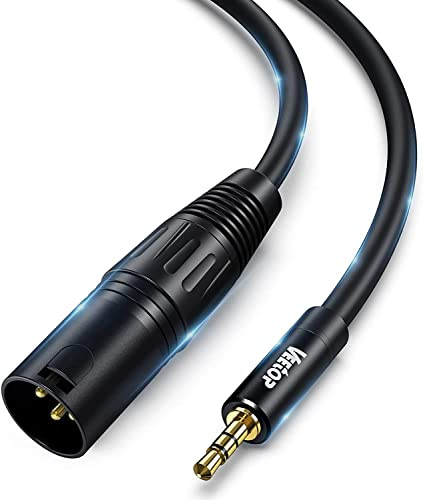 Veetop 3m 3.5mm to xlr Microphone Cable XLR Male to 3.5mm mini Jack TRS Balanced Audio Stereo Cable 1/8 inch to XLR 3 Pin Interconnect Cable for Laptop, DSLR Camera, Sound, DV