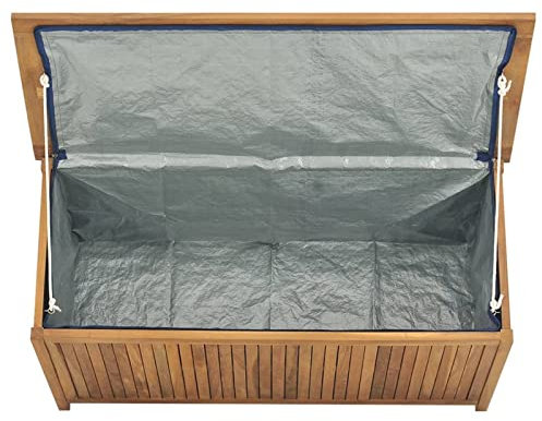 Gecheer Gartenbox Aufbewahrungsbox Auflagenbox Kissenbox Gartentruhe Auflagentruhe Truhe Holztruhe Truhenbank Bank Massivholz Teak 114x50x58 cm