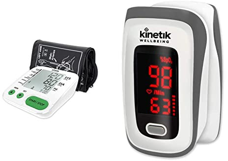 Kinetik Wellbeing Fully Automatic Blood Pressure Monitor - Used by The NHS – BIHS & ESH Validated – Universal Cuff (22-42cm) – in Association with St John Ambulance & Finger Pulse Oximeter