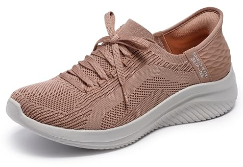 Skechers Damen Ultra Flex 3.0 Brilliant Path Sneaker, Tan Knit/Trim, 38.5 EU