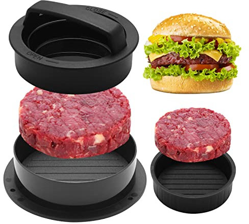 Scekackdv 3-In-1 Stuffed Burger Press,Hamburger Press, Non-Stick Easy-to-Clean Kitchen Barbeque Accessory,Used for Stuffing Turkey Beef Vegetarian Patty Various Types of Meat Patties