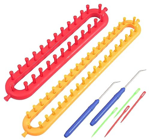 Alnicov 2 Stück Strickmaschine, Häkelmaschine, Schalstrickmaschine für handgestrickte Schals für Erwachsene (36 cm) und Kinder (26 cm)