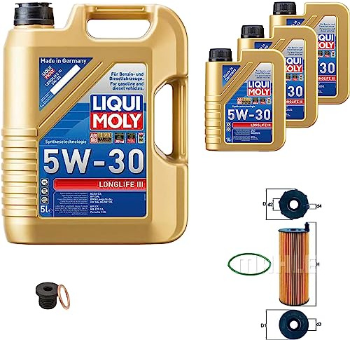 Inspektionspaket Wartungspaket Filterset mit 8 L Motoröl Longlife III 5W-30, Ölfilter, Verschlussschraube