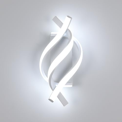 DAXGD Modern LED Wall Sconce 21W Indoor Wall Sconces Light Cool White 6500K Spiral Design Wall Mounted LED Lamp for Bedroom Stairwells Living Room Hallway Office (White, 6500K)