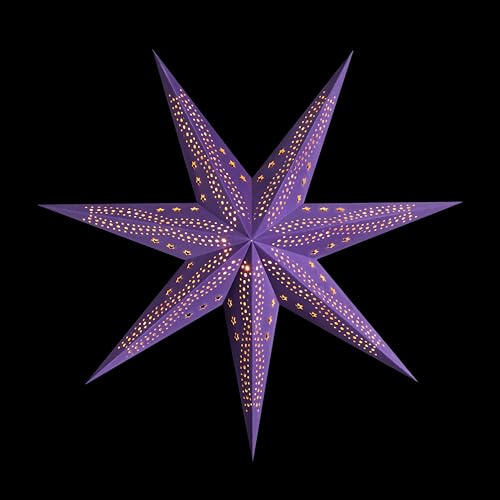 Sterntaler Dekostern | Weihnachtsstern Papier | Samt | Faltstern | Lila | 75cm | Innen | Glühbirne | Netzstecker