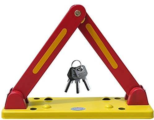 Barrera de estacionamiento plegable Cerradura de espacio de estacionamiento extraíble Bloqueador de estacionamiento manual de acero con pernos y llave Barrera de seguridad (Color: Amarillo Tamaño: 410