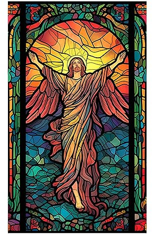 Adesivo da parete in PVC con immagine di Gesù Cristo, adesivo da parete in pellicola in PVC, senza colla, statico, per finestre, privacy, per feste religiose e Natale