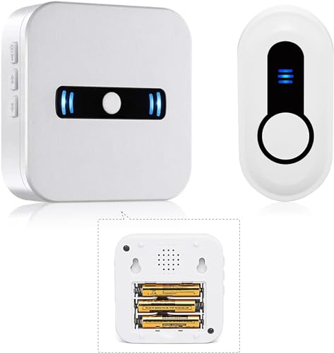 SANJIE Wireless Doorbell Battery Operated,1 Button 1 Receiver | Cordless Portable Door Bells Chime Waterproof Push Button 500+ Ft for Classroom Home Office Apartment Store