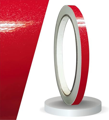 siviwonder Zierstreifen selbstklebend Folie Rot Metallic Glanz glänzend 6 mm x 10 m Rolle Dekorband Auto Motorrad Boot Fahrrad Wohnwagen Helm Pinstripe Klebeband für Konturmarkierung Dekoration Linie