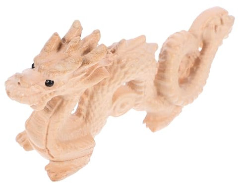 Amosfun geschnitzter Drache Tier-Sammelfigur Drachenstatue deko glückverheißende Drachenfigur Drachenverzierung Holzdrache Handbuch schmücken Drache aus Pfirsichholz Ornamente Büro hölzern