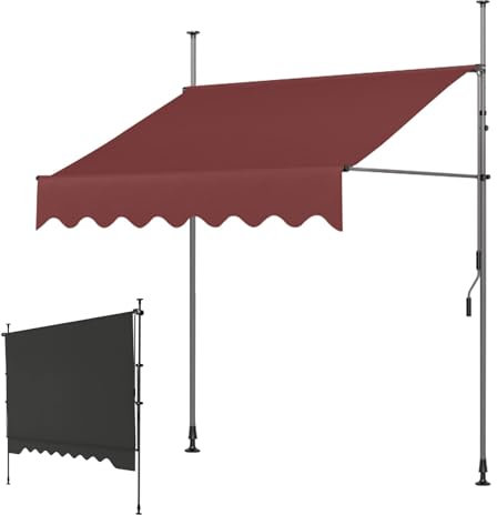 LXRHLIKG Manuell Klemmmarkise, Klemm Markise Einziehbar mit Kurbel, UV- und Wasserbeständigem Stoff und Stahlrahmen (Color : Red, Size : 79in/200cm)