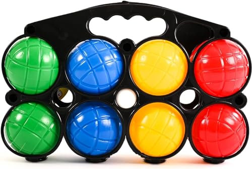 Unibos U&B 8pc Set Large Boules Set | Classic Outdoor Garden Games | French Boules Set for Family Games | Kids and Adults | Games Pentanque Set in Carry Case (Multicolor)