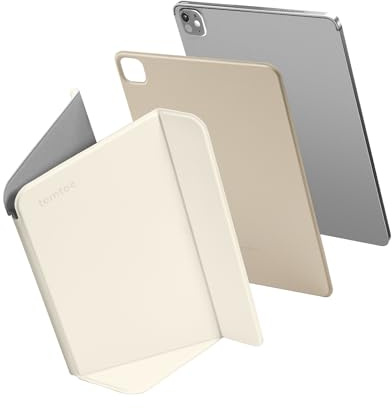 tomtoc Smart Folio Hülle für iPad Pro 11 Zoll 2024 M4 OLED, Abnehmbare, Dünne Schutzhülle Case mit 4 Nutzungsmodi und Ultra-leichtem Glasfaser Material, Magnetisch Cover Abdeckung für Pencil, Weiß