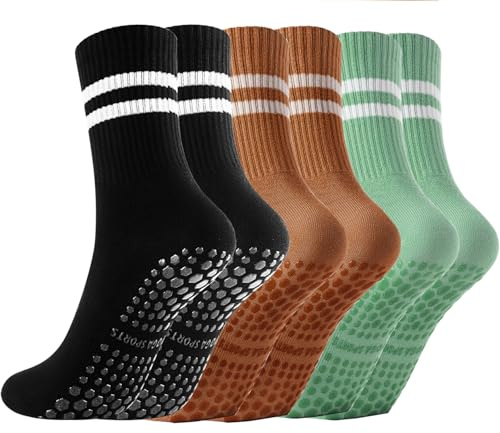 Gendewiner Non Slip Yoga Grip Pilates Socks for Women&Men Anti Slipper Grippy Socks for Ballet, Hospital, Dance, Trampoline, Barre