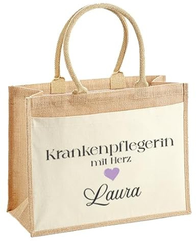 LIEBTASTISCH Jutetasche Shopper personalisiert bedruckt mit verschiedenen Berufen - Einkaufstasche stilvoll & praktisch-Jute-Tasch Jutetasche