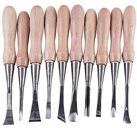 10 pezzi 55 scalpelli da intaglio del legno professionali in acciaio set scalpelli da legno fai da te affilati strumenti per la scultura del legno grandi sgorbie da falegnameria scalpelli da intagli