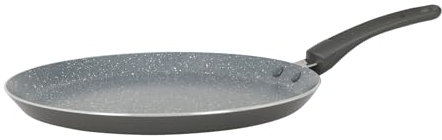 Crealys 539346 - Sartén para crepes (aluminio AUTAN Ø 26 cm, revestimiento antiadherente, cerámico, efecto piedra, crepera, color gris, mango termorresistente de silicona, incluye inducción