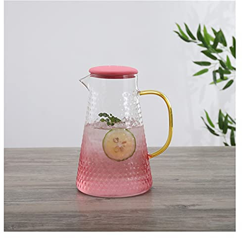 TJLVYCNB Water Pitcher Light Luxury Glass Pitcher with Handle and Lid Large Capacity Jug Juice Pot Teapot for Home, Restaurant, Coffee Shop Water Carafe(Talla �nica)