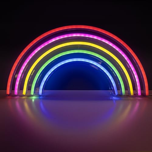 TRIXES Lampe LED néon arc-en-ciel 38 cm décoration murale intérieure | Décoration murale lumineuse USB pour chambres et salons. Décoration intérieure colorée pour la maison.