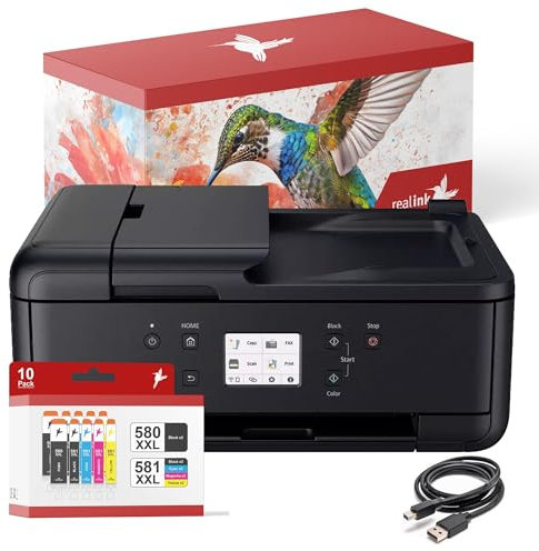 realink Bundle TR7650 Multifunktionsgerät (Drucker, Scanner, Kopierer) mit 10 XXL Druckerpatronen