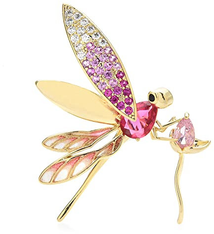 QQYDZSW Brosche Pin Corsage Art Deco Braut Pins und Broschen Kristall Libelle Broschen for Frauen Dame Rosa Blau Sch?nheit Insekten Party Büro Brosche Pin