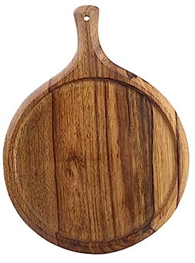 PRETYZOOM Bandeja Redonda Para Servir Pizza De Madera Ideal Para Pan Frutas y Postres