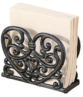 SUMTree Heavy Duty Cast Iron Vintage Metal Napkin Holder with Love Pattern - Decorative Organizer for Kitchen, Restaurant, Home and Table, 12.5 * 5.5 * 9.5cm