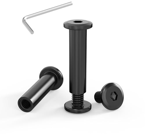 ORTAVA 10 Stück Verbindungsschrauben M4 x 30mm, Möbelschrauben, Hülsenmutter M4, Hülsenschrauben, Edelstahl A2 V2A, Schwarzes Oxid, Schrankverbinder mit Innensechskantschlüsseln