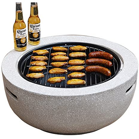 XZHOOQP Feuerstelle für den Außenbereich, Garten-Feuerstelle mit Holzofen, Grilltisch, Feuerschale für den Außenbereich mit Funkenschutz und Schürhaken (Farbe : A, größe : 60cm)