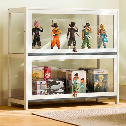 Witriolik Vitrinenschrank Highboard Große Vitrine Wohnzimmerschrank Vitrinenschrank Bücherschrank Mehzweckschrank Vitrine Natürlicher Bambus+Acryl Viel Stauraum Modern Vintage Aus Holz Bambus