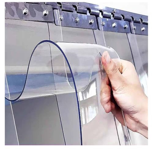 Transparenter PVC-Kunststoff-Streifenvorhang, 2 mm dick, Wärmedämmung, wasserdicht, Badezimmertürvorhang, 0,9 x 2,05 m