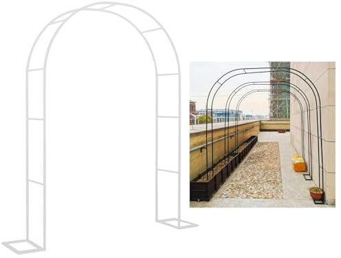 Arche de jardin en métal blanc pour plantes grimpantes, arche de mariage pour extérieur et intérieur, décoration de jardin, parfaite pour fête de mariage, jardin, pelouse, terrasse, cour, 3,5 x 2,2 x
