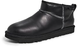 UGG Stivali da uomo Classic Ultra Mini in pelle Regen Fashion, nero, 45 EU