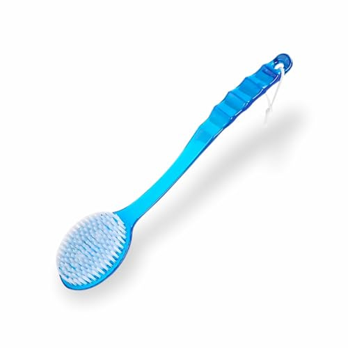 Exfoliating Body Brush with Long Handle Natural Bristle Skin Scrubber for Smooth Radiant Skin Anti Cellulite Treatment Dry Brushing and Shower Use (Count 1)