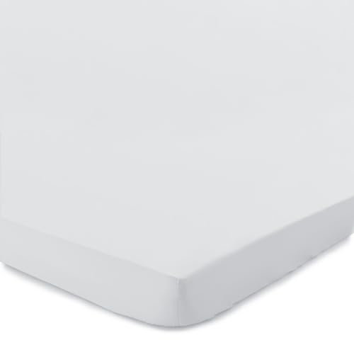 URBANARA Perpignan Perkal-Spannbettlaken 180-200 x 200 cm I 100% Baumwolle Steghöhe 10 cm Made in Portugal I Kühlend & Atmungsaktiv Topper Oeko Tex Zertifiziert - Weiß