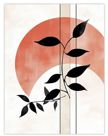 Artery8 Abstract Sunset Moonrise Moon Devils Ivy Leaves Living Room Large Wall Art Poster Print Thick Paper 18X24 Inch