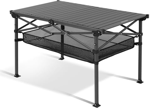 Naturehike Folding Camping Table, Spacious Tabletop Area for 4-6 Person, Portable Aluminum Camp Table for Outdoor, Camping, Picnic, Beach, Carry Bag